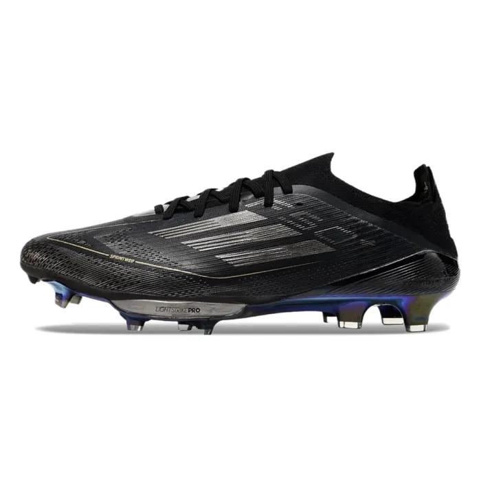 adidas F50+ Elite Laceless FG Core Black Iron Metal Gold Metallic