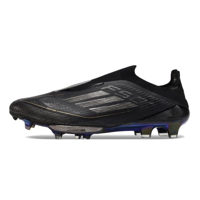 adidas F50+ Elite Laceless FG Core Black Iron Metal Gold Metallic