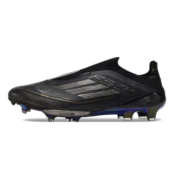 adidas F50+ Elite Laceless FG Core Black Iron Metal Gold Metallic