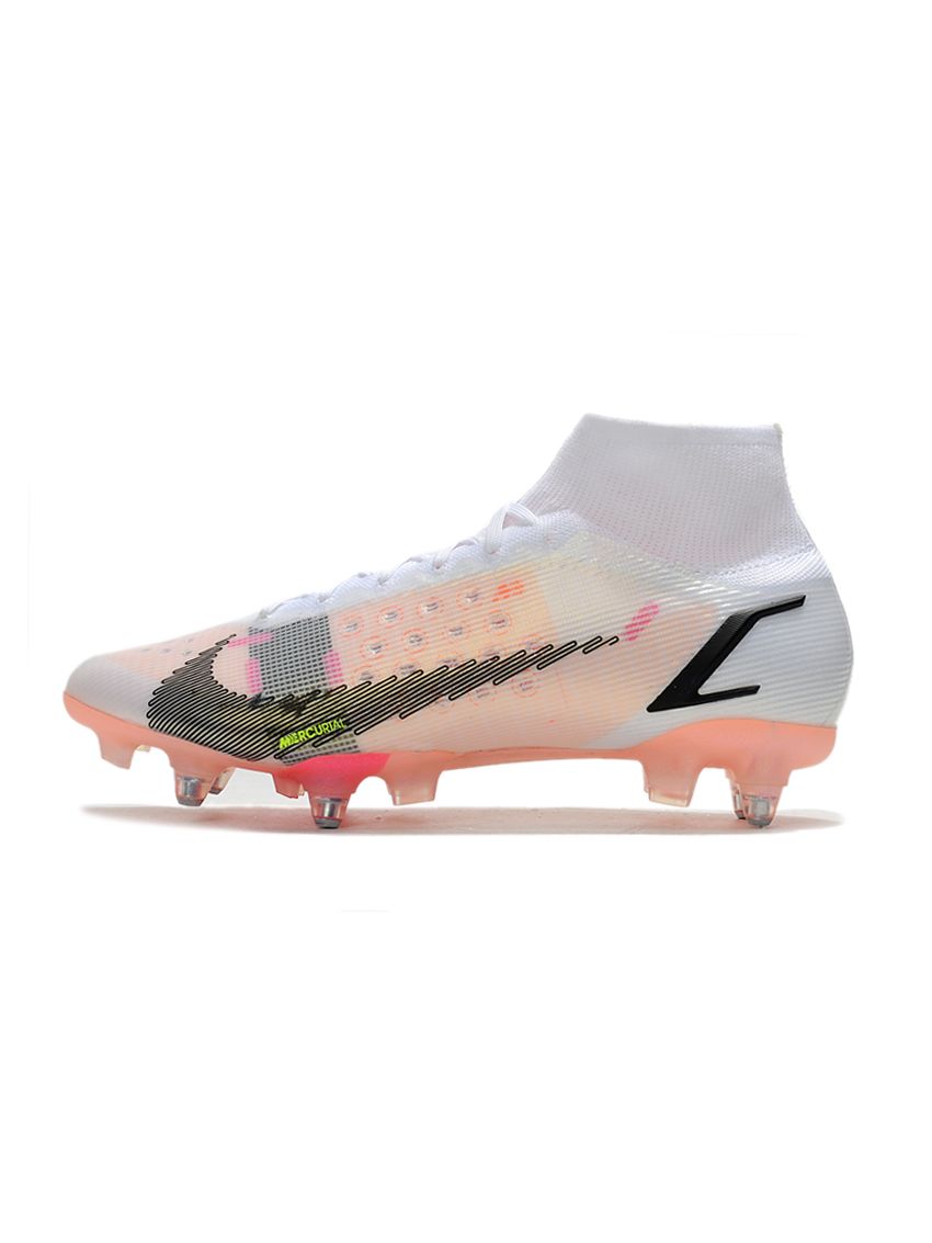 Mercurial Superfly 8 Elite SG-PRO Cleats White Black Bright Crimson Pink Blast