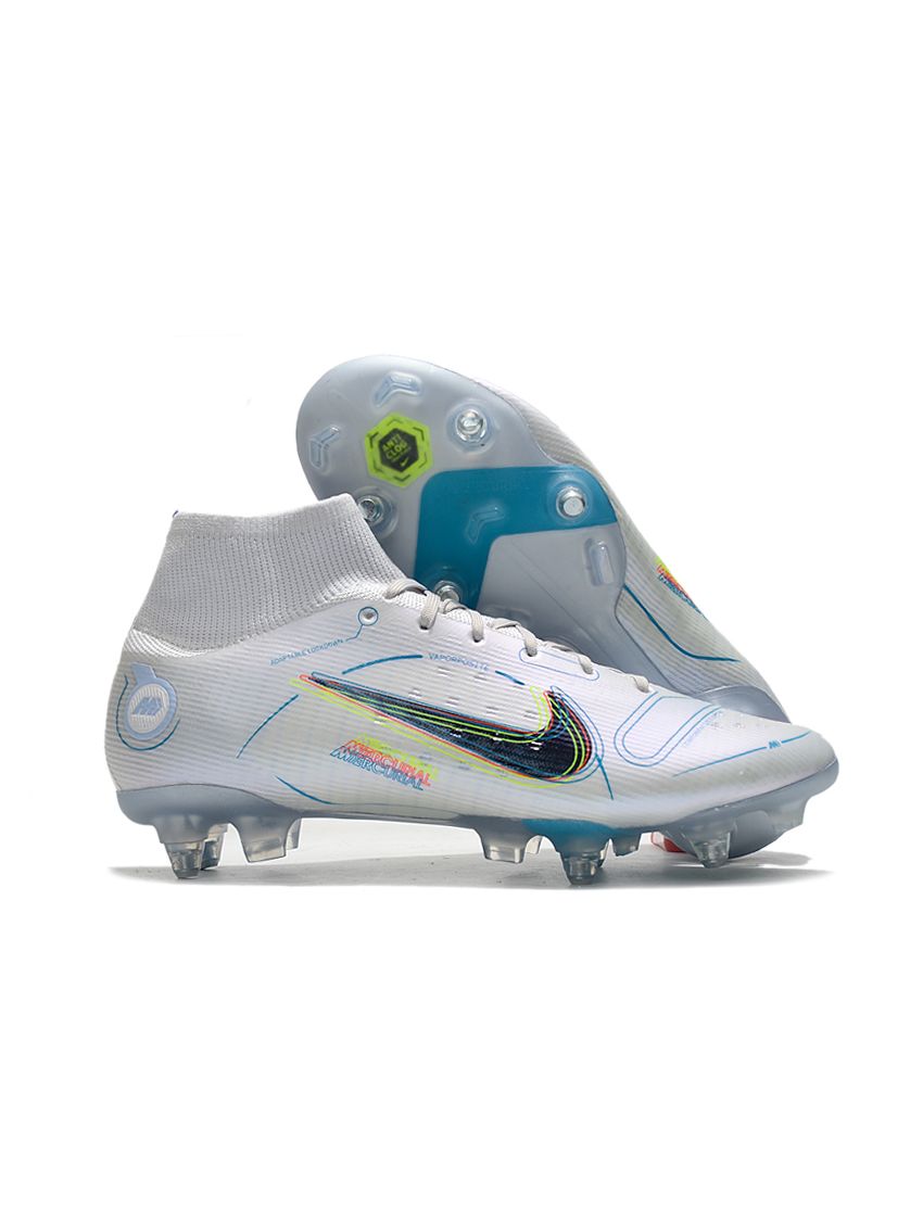 Cheap Nike Mercurial Superfly 8 Elite SG-Pro Soccer Cleats Grey Blue