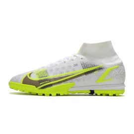 Nike Mercurial Superfly 8 Elite Safari TF Soccer Cleats - White_Black_Metallic Silver_Volt