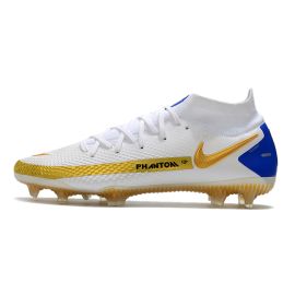 Nike Phantom GT Elite DF FG Soccer Cleats White Golden Blue