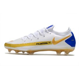 Nike Phantom GT Elite FG Soccer Cleats White Golden Blue