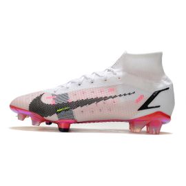 Nike Mercurial Superfly 8 Elite FG Soccer Cleats White Black Bright Crimson Pink Blast