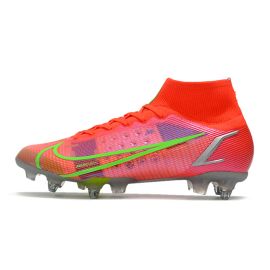 Nike Mercurial Superfly 8 Elite SG-PRO Soccer Cleats Bright Crimson Metallic Silver