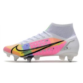 Nike Mercurial Superfly Dragonfly 8 Elite SG-PRO Soccer Cleats White Metallic Silver Dark Raisin