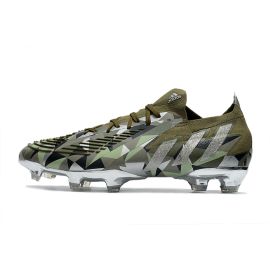Adidas Predator Edge.1 Crystal Low FG Soccer Cleats Focus Olive Silver Metallic Magic Lime