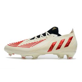 Adidas Predator Edge .1 Low FG Soccer Cleats Off White Vivid Red Gold Metallic