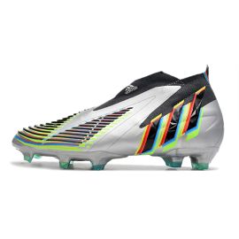 Adidas Predator Edge + FG Soccer Cleats Silver Metallic Black Green