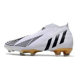 Adidas Predator Edge + FG Soccer Cleats White Black Metallic Gold