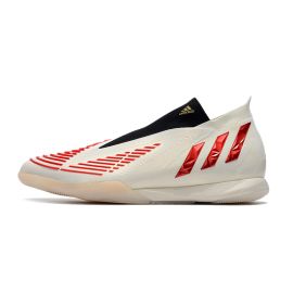 Adidas Predator Edge+ IN Soccer Shoes Off White Vivid Red Gold Metallic