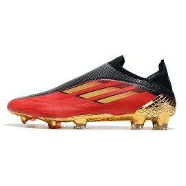 Adidas X Speedflow + FG Soccer Cleats Vivid Red Gold Metallic Core Black