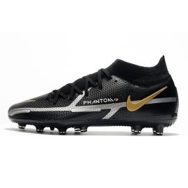 Cheap Nike Phantom GT 2 DF Elite AG Pro Soccer Cleats Black Grey Gold Silver