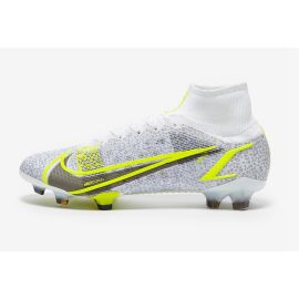 New Nike Mercurial Superfly VIII Elite FG White/Black Meatallic/Silver Volt