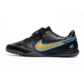 Nike Tiempo Legend 9 Pro TF Soccer Cleats Golden Trophy Black Blue Gold