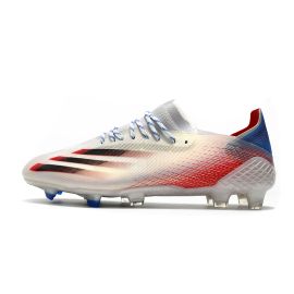adidas X Ghosted.1 FG Soccer Cleats Silver Metallic/Core Black/Scarlet