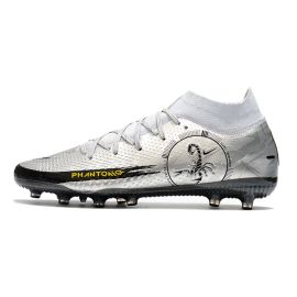 Nike Phantom GT Elite DF AG Soccer Cleats Pure Platinum Black Speed Yellow Metallic Silver
