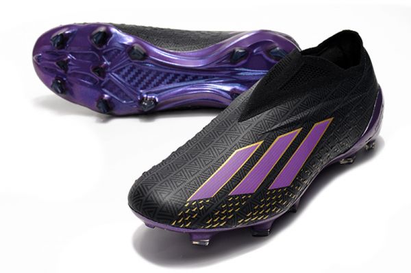adidas X Speedportal + FG 2022 Soccer Cleats Core Black Tribe Purple Gold Metallic